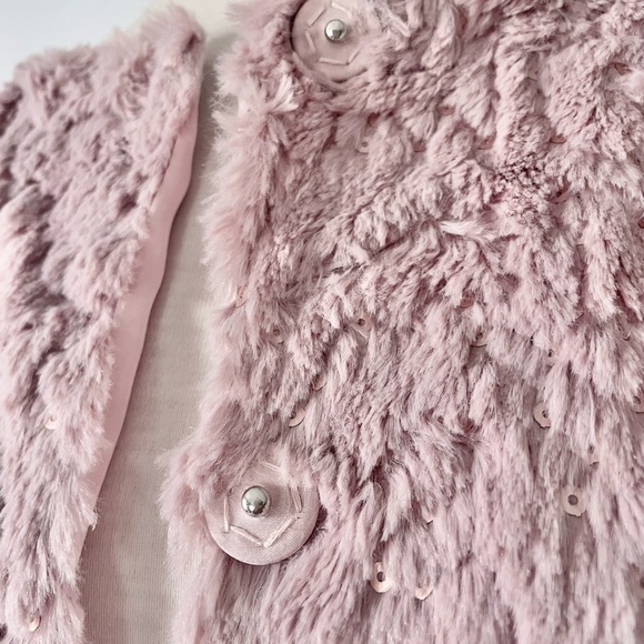 Blush Faux Fur & Sequin Jacket - Picture 3 of 6